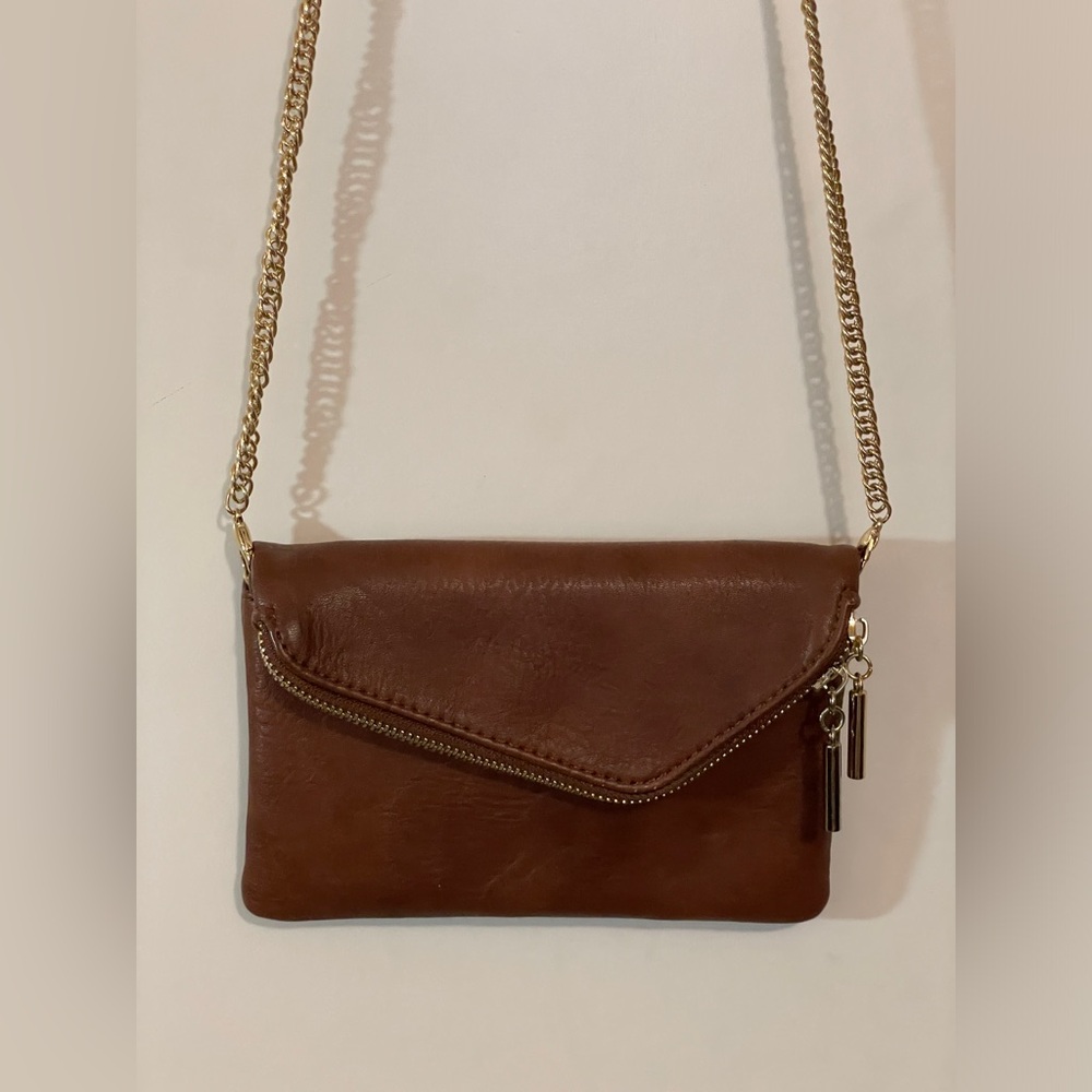 Cognac Flap Over Shoulder Bag